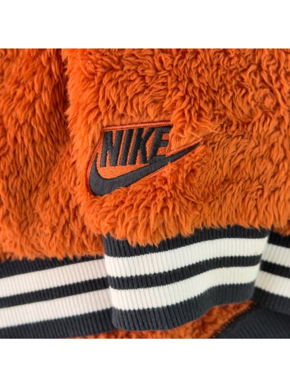 Nike Women's "Wolf" Sherpa Sport Fleece Bomber Jacket Orange Cream Women's Small - Picture 5 of 8